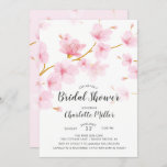 Cherry Blossom Floral Bridal Shower Kaart<br><div class="desc">torenbloesem tak geplaatst op een witte achtergrond met een coördinerende florale achtergrond.</div>
