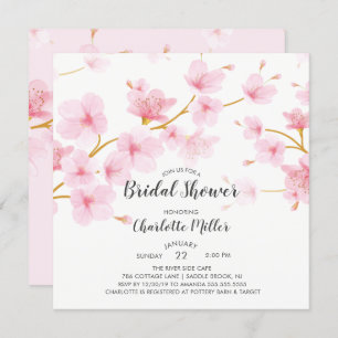Cherry Blossom Floral Bridal Shower Kaart