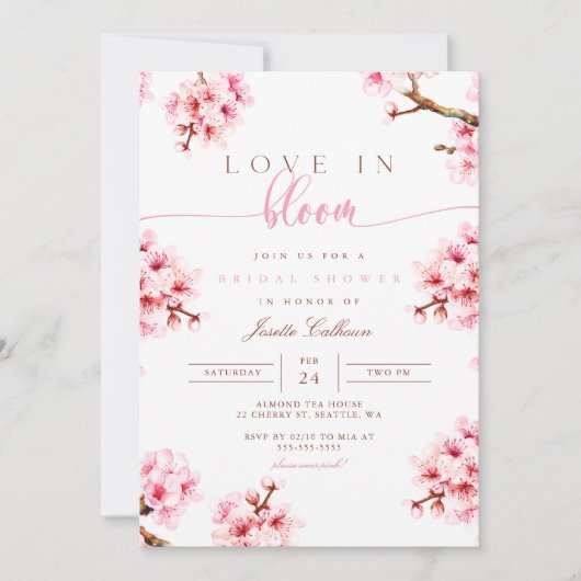 Cherry Blossom Floral Bridal Shower Kaart (Voorkant)
