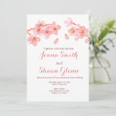 Cherry blossom floral bruiloft kaart (Staand voorkant)