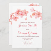 Cherry blossom floral bruiloft kaart (Voorkant / Achterkant)