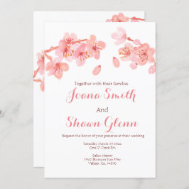 Cherry blossom floral bruiloft kaart