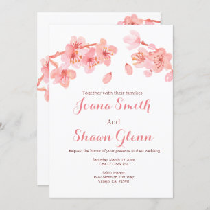 Cherry blossom floral bruiloft kaart