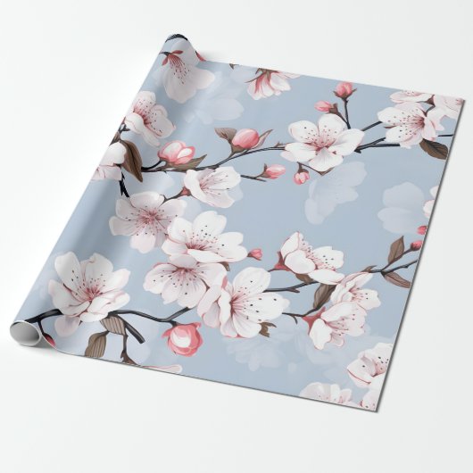 Cherry Blossom Floral Cadeaupapier (Uitgerold)
