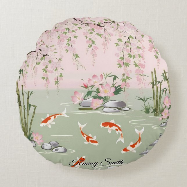  Cherry Blossom Floral Charm Rond Kussen (Voorkant)