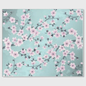 Cherry Blossom Floral Dusty Pink Aquamarine Cadeaupapier (Vlak)