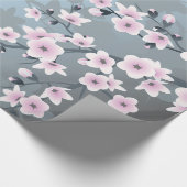 Cherry Blossom Floral Dusty Pink Dusty Blue Cadeaupapier (Hoek)