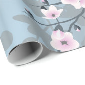 Cherry Blossom Floral Dusty Pink Dusty Blue Cadeaupapier (Rol Hoek)