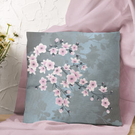 Cherry Blossom Floral Dusty Pink Dusty Blue Kussen