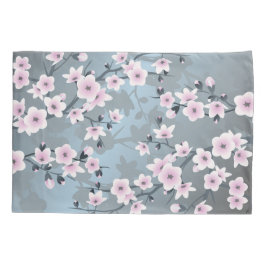 Cherry Blossom Floral Dusty Pink Dusty Blue Kussensloop