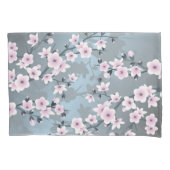 Cherry Blossom Floral Dusty Pink Dusty Blue Kussensloop (Voorkant)