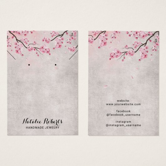  Cherry Blossom Floral Earring Display Visitekaartje (Voorkant /achterkant)