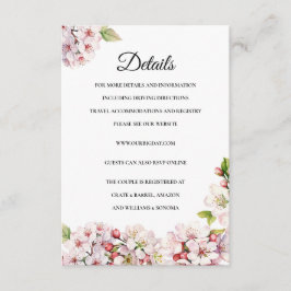Cherry Blossom floral Enclosure Card Details Informatiekaartje