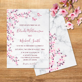 Cherry Blossom | Floral Marmer Wedding Kaart