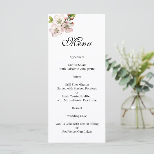 Cherry Blossom floral  Menu (Staand voorkant)