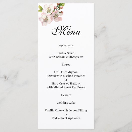 Cherry Blossom floral  Menu (Voorkant)