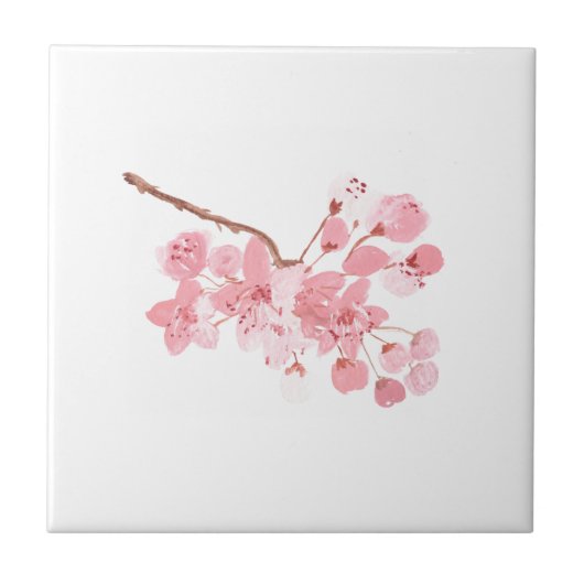 Cherry blossom Floral Pink Rustic  Tegeltje (Voorkant)