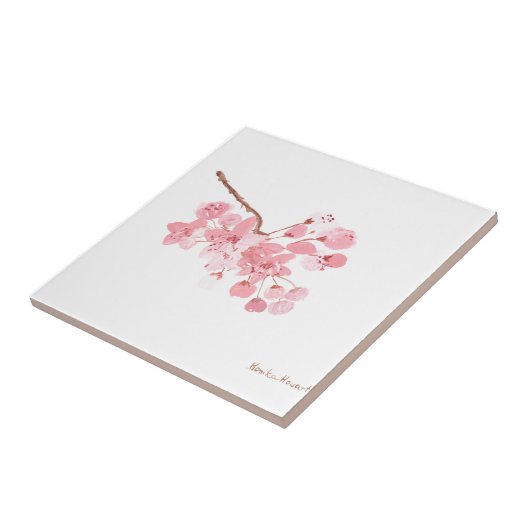 Cherry blossom Floral Pink Rustic  Tegeltje (Zijkant)