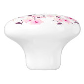 Cherry Blossom Floral Pink White Keramische Knop (Zijkant)