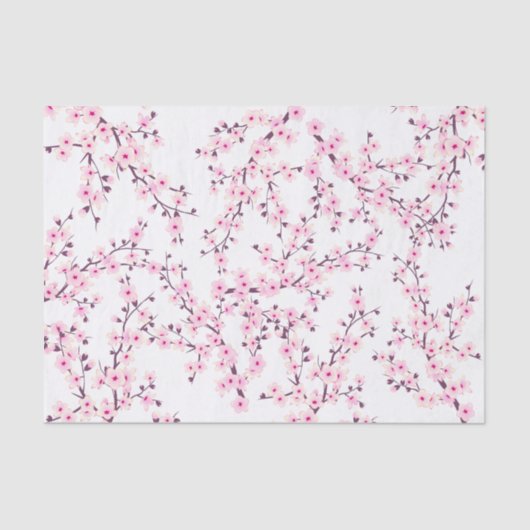 Cherry Blossom | Floral Pink White Tissuepapier (Voorkant)