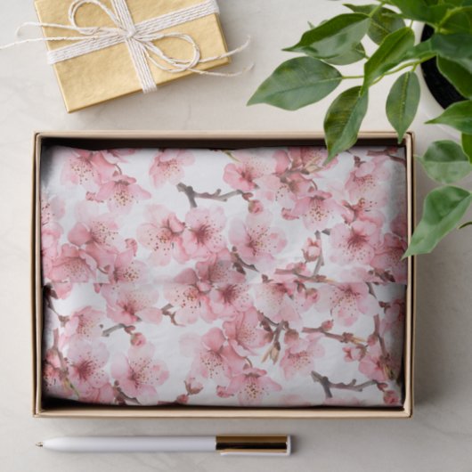 Cherry Blossom | Floral Pink White Tissuepapier (Geschenk)