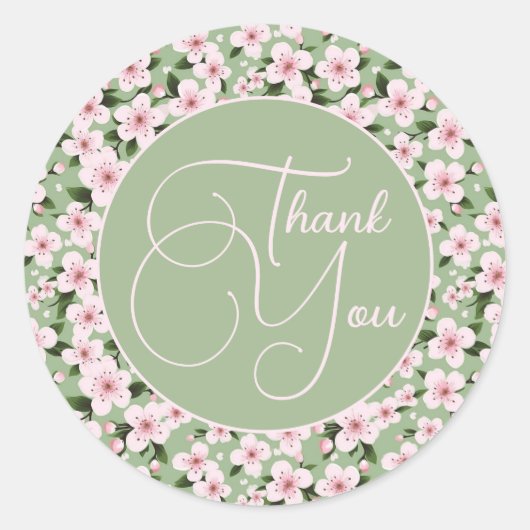 Cherry Blossom Floral Ronde Sticker (Voorkant)