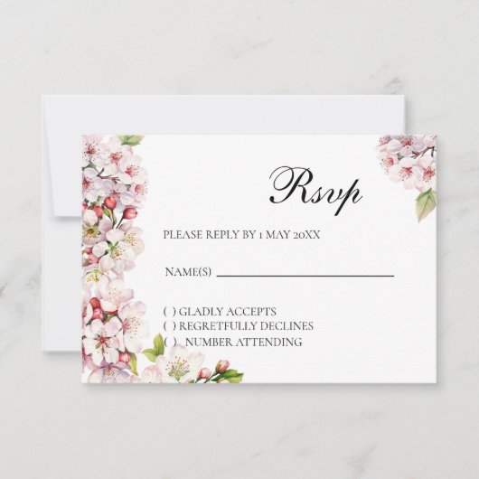 Cherry blossom Floral RSVP card Kaartje (Voorkant)