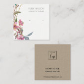 CHERRY BLOSSOM FLORAL STUD EARRING DISPLAY LOGO VIERKANTE VISITEKAARTJE (Voorkant / Achterkant)
