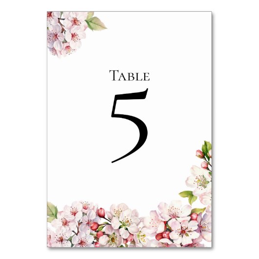 Cherry Blossom floral Table Number Card Kaart (Voorkant)