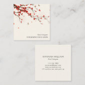 Cherry Blossom Floral Vierkante Visitekaartje (Voorkant / Achterkant)