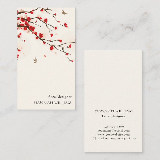 Cherry Blossom Floral Visitekaartje (Voorkant / Achterkant)