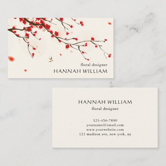Cherry Blossom Floral Visitekaartje (Voorkant / Achterkant)