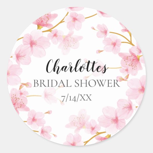 Cherry Blossom Floral Vrijgezellenfeest Envelope S Ronde Sticker (Voorkant)
