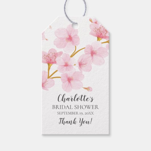 Cherry Blossom Floral Vrijgezellenfeest Favor Gift Cadeaulabel (Voorkant)