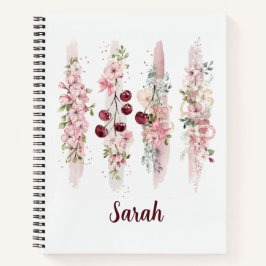 Cherry Blossom Floral Waterverf, Naam toevoegen Notitieboek