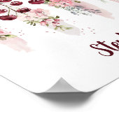 Cherry Blossom Floral Waterverf, Naam toevoegen Poster (Hoek)