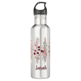 Cherry Blossom Floral Waterverf, Naam toevoegen Waterfles