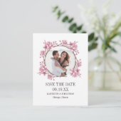 Cherry Blossom Floral Wreath Save the Date Photo Uitnodiging Briefkaart (Staand voorkant)