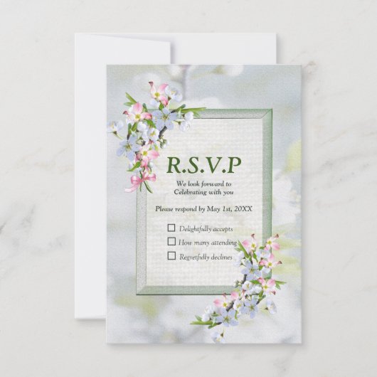 Cherry Blossom Flower Bouquet RSVP Kaartje (Voorkant)