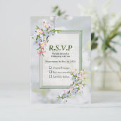 Cherry Blossom Flower Bouquet RSVP Kaartje (Staand voorkant)