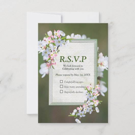 Cherry Blossom Flower Bouquet RSVP Kaartje (Voorkant)