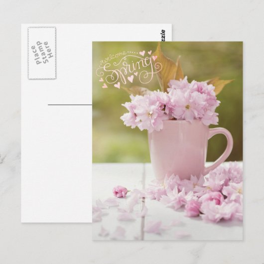 Cherry Blossom Flower Floral Stilllife Spring Text Briefkaart (Voorkant / Achterkant)
