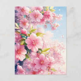Cherry Blossom Flower Watercolor Floral Nature Briefkaart