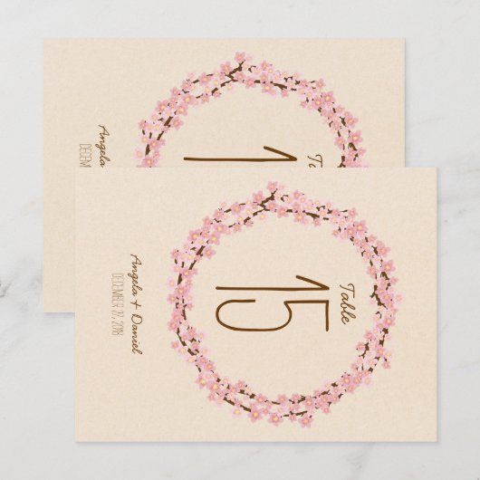 Cherry Blossom Flower Wreath Rustic Wedding Briefkaart (Voorkant / Achterkant)