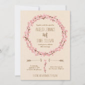 Cherry Blossom Flower Wreath Rustic Wedding Kaart (Voorkant)