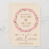 Cherry Blossom Flower Wreath Rustic Wedding Kaart (Voorkant / Achterkant)