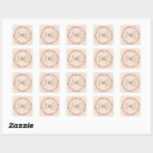 Cherry Blossom Flower Wreath Rustic Wedding Vierkante Sticker (Vel)
