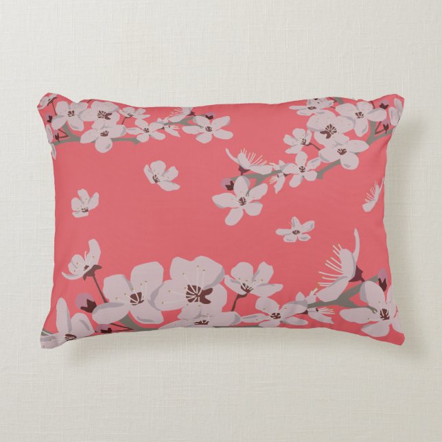 Cherry Blossom Flowers Accent Pillow Kussen (Voorkant)