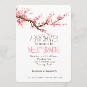 Cherry Blossom Flowers Baby shower Kaart