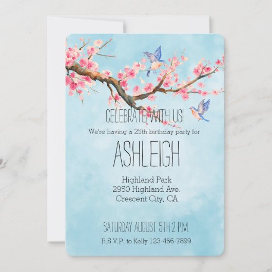 Cherry Blossom Flowers Birds   Kaart (Voorkant)